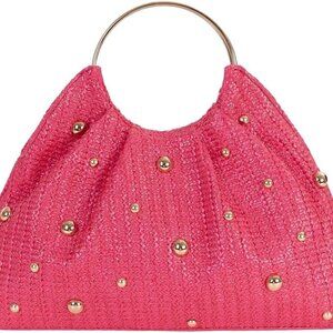 Chic Straw Evening Handbag with Double Handle - Must-Have Fashion Accessory